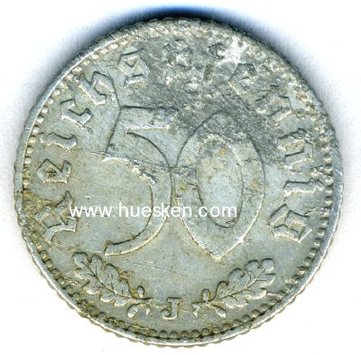 DEUTSCHES REICH. 50 Reichspfennig 1940 D, korrodiert, s.