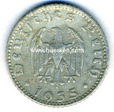 Foto 2 : DEUTSCHES REICH. 50 Reichspfennig 1940 D, korrodiert, s.