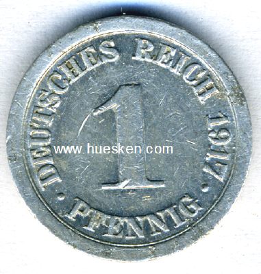 DEUTSCHES REICH. 1 Reichspfennig 1917. Aluminium, s.