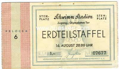 EINTRITTSKARTE 'Erdteilstaffel' 16. August 1936, 20.00...
