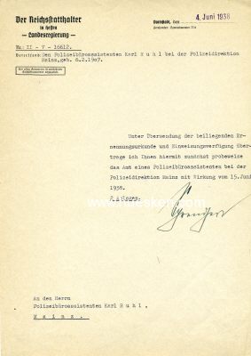 Foto 2 : SPRENGER, Jakob. NSDAP-Gauleiter und Reichsstatthalter in...