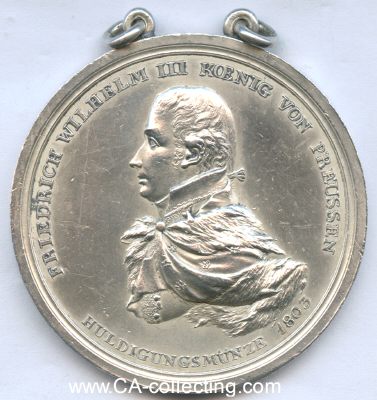 GROSSE SILBERNE HULDIGUNGS-MEDAILLE 1803 König...