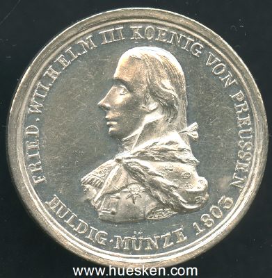 KLEINE SILBERNE HULDIGUNGS-MEDAILLE 1803 Friedrich...