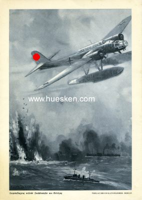 DRUCK 31x21cm 'Torpedoflugzeug versenkt Frachtdampfer aus...