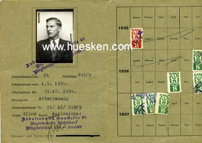 Foto 2 : ARBEITSDANK-MITGLIEDSKARTE ausgestellt Krefeld 1935, mit...