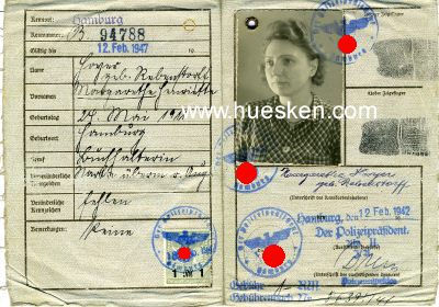 Foto 2 : KENNKARTE DEUTSCHES REICH ausgestellt Hamburg 1942. Mit...