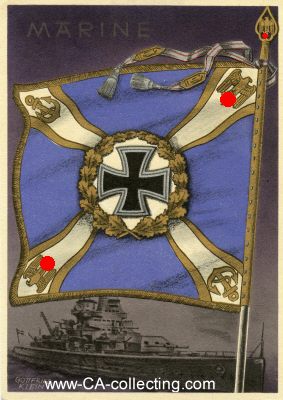 FARB-POSTKARTE 'Flagge der Kriegsmarine'. Karte 19 der...