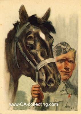 FARB-POSTKARTE 'Kamerad Pferd' nach einer Zeichnung von...