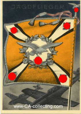 FARB-POSTKARTE 'Fahne der Jagdflieger'. Karte 16 der...