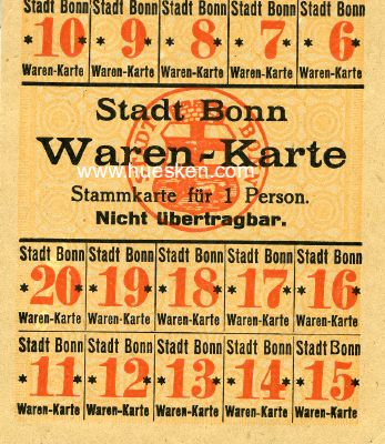 BONN. Warenkarte Stadt Bonn Stammkarte für eine...