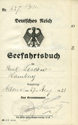 SEEFAHRTSBUCH DEUTSCHES REICH ausgestellt Bremen 1924...