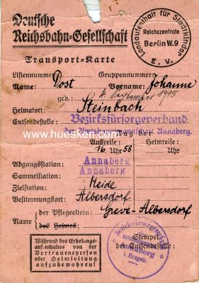 SELTENE TRANSPORTKARTE um 1943 der Deutschen...
