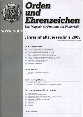 ORDEN UND EHRENZEICHEN. Jahresinhaltsverzeichnis 2008