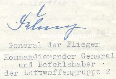 FELMY, Hellmuth. General der Flieger, Chef Luftflotte 2,...