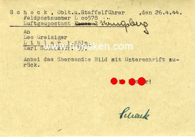 Foto 2 : SCHACK, Günther. Hauptmann der Luftwaffe,...