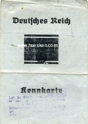 KENNKARTE DEUTSCHES REICH ausgestellt Braunschweig...