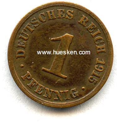 DEUTSCHES REICH. 1 Pfennig 1915 A, ss+.