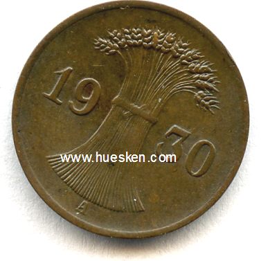 Foto 2 : WEIMARER REPUBLIK. 1 Reichspfennig 1930 A, ss.