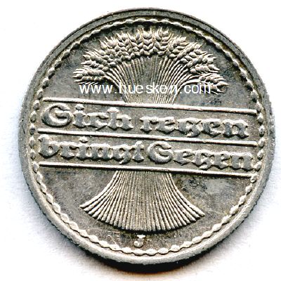 Photo 2 : DEUTSCHES REICH. 50 Pfennig 1921 J, Aluminium, ss-vz.