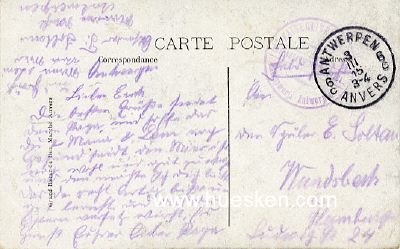 Foto 2 : POSTKARTE ANVERS (ANTWERPEN). La Brabo. 1915 als Feldpost...