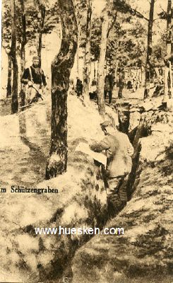 POSTKARTE 'Im Schützengraben'. 1915 als Feldpost...
