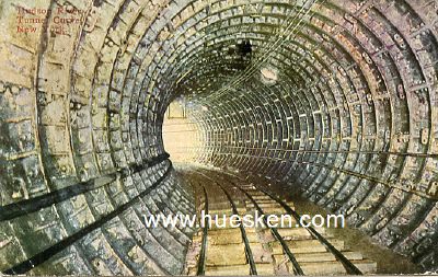 FARB-POSTKARTE 'Hudson River Tunnel Curve New York'. 1911...