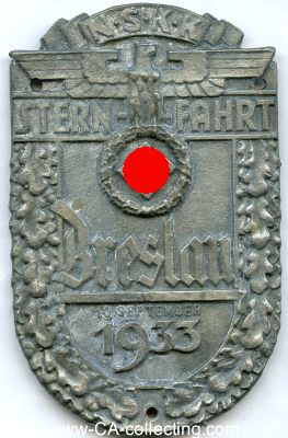 NSKK-PLAKETTE 1933 zur NSKK-Sternfahrt in Breslau am 10....