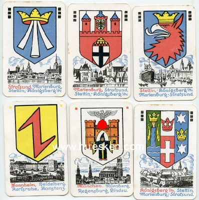 Foto 2 : STÄDTEWAPPEN-QUARTETT UM 1938 mit 24 Spielkarten und...