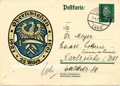 GANZSACHE-POSTKARTE 1931 zur Volksabstimmung in...
