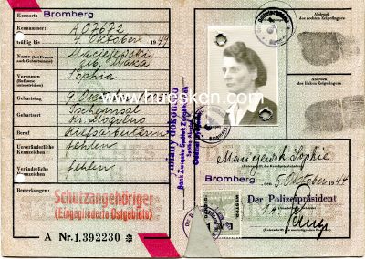 Foto 2 : KENNKARTE DEUTSCHES REICH ausgestellt Bromberg 1944...