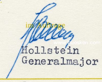 HOLLSTEIN, Karl-Heinz. Generalmajor der Nationalen...