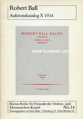 AUKTIONSKATALOG 'ORDEN' ROBERT BALL 12. FEBRUAR 1934....