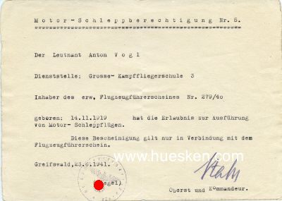 Photo 2 : STAHL, Erich. Generalmajor der Luftwaffe, Kommodore...