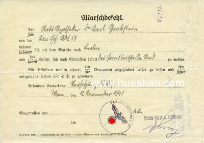 MARSCHBEFEHL ausgestellt Wien 1941 für den...