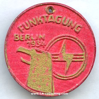 ABZEICHEN 1934 zur Funktagung in Berlin 1934. Farbiges...