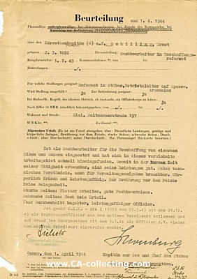 Photo 3 : SCHOMBURG, Oskar. Kapitän zur See der Kriegsmarine,...