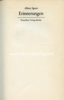 ERINNERUNGEN. Autobiographie von Albert Speer. 7. Auflage...