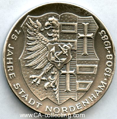 Photo 2 : NORDENHAM. Medaille 75 Jahre Stadt Nordenham 1908-1983...