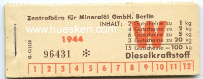 WEHRMACHTS-GUTSCHEINHEFT 1944 für Dieselkraftstoff....