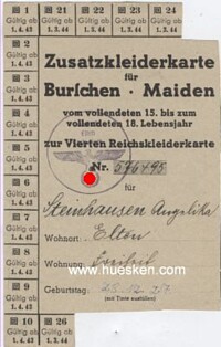 DRESSES RATION CARD 1944