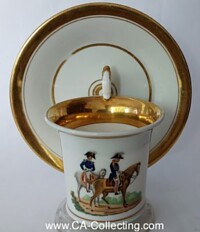 PORCELAIN CUP AND SAUCER ABOUT 1830/40.