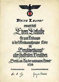HITLER YOUTH CERTIFICATE OF HONOUR