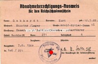 HITLER YOUTH WITNESSED TEST IDENTIFICATION CARD