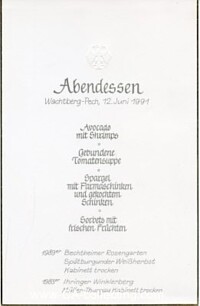 MENU FROM THE SECRETARY OF STATE DR. GENSCHER