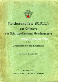 REICHSRANGLISTE (R.R.L.) DER OFFIZIERE DER SCHUTZPOLIZEI UND GENDARMERIE.