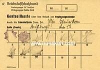 REICHSLUFTSCHUTZBUND CONTROL CARD