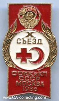 ABZEICHEN ZUM 50. ROT KREUZ-KONGRESS 1986 IN MOSKAU.