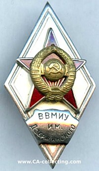 SOVIET GRADUATE BADGE F. DZERSHINSKIY NAVY ENGINEER ACADEMY LENINGRAD.