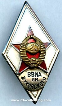 SOVIET GRADUATE BADGE N. YE. ZHUKOVSKY AIR FORCE ENGINEER ACADEMY MOSCOW.