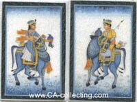 A PAIR OF FINE INDIAN MINIATURE COLOR PAINTINGS.